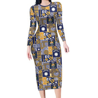 Ekamawir omo Nauru Family Matching Long Sleeve Bodycon Dress and Hawaiian Shirt Pacific Patchwork Xmas Vibes - Polynesian Pride