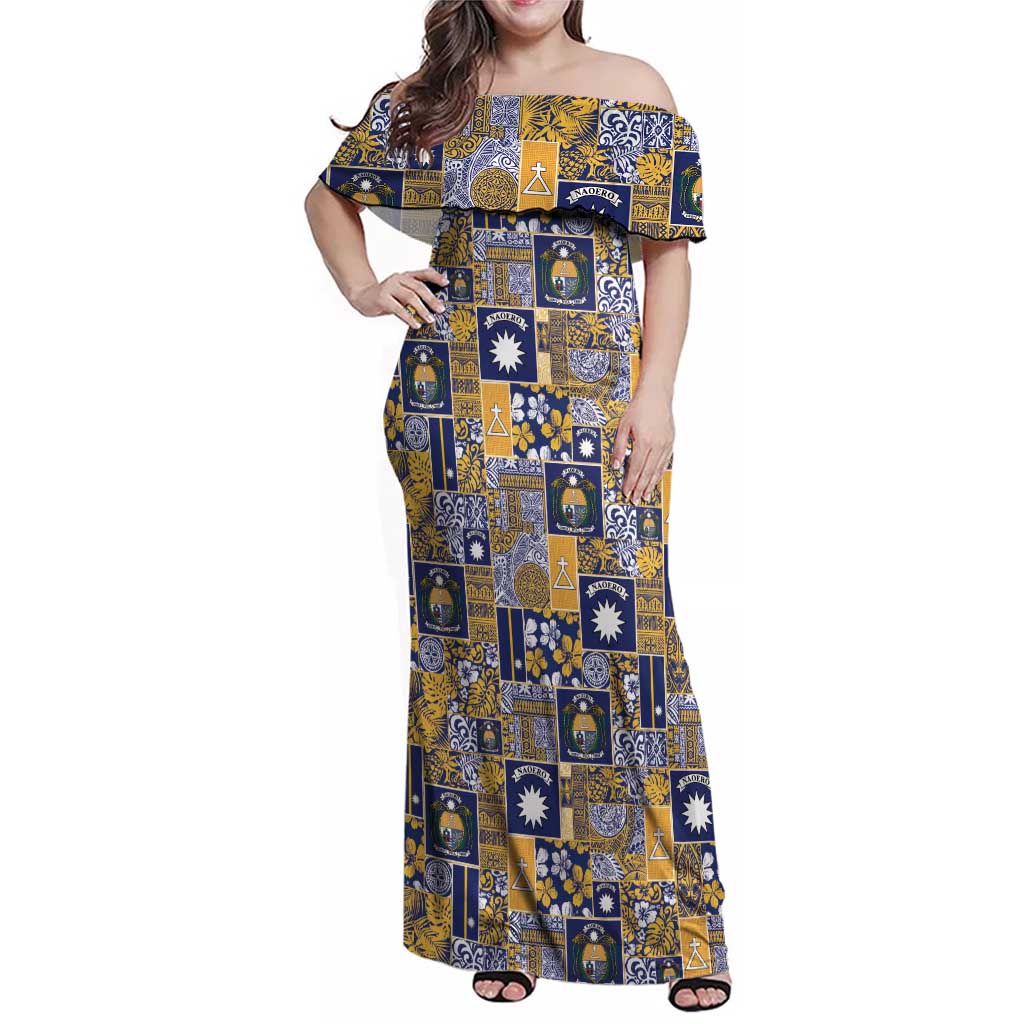 Ekamawir omo Nauru Family Matching Off Shoulder Maxi Dress and Hawaiian Shirt Pacific Patchwork Xmas Vibes - Polynesian Pride