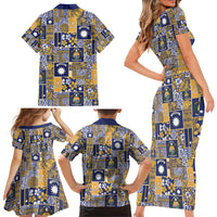 Ekamawir omo Nauru Family Matching Short Sleeve Bodycon Dress and Hawaiian Shirt Pacific Patchwork Xmas Vibes - Polynesian Pride