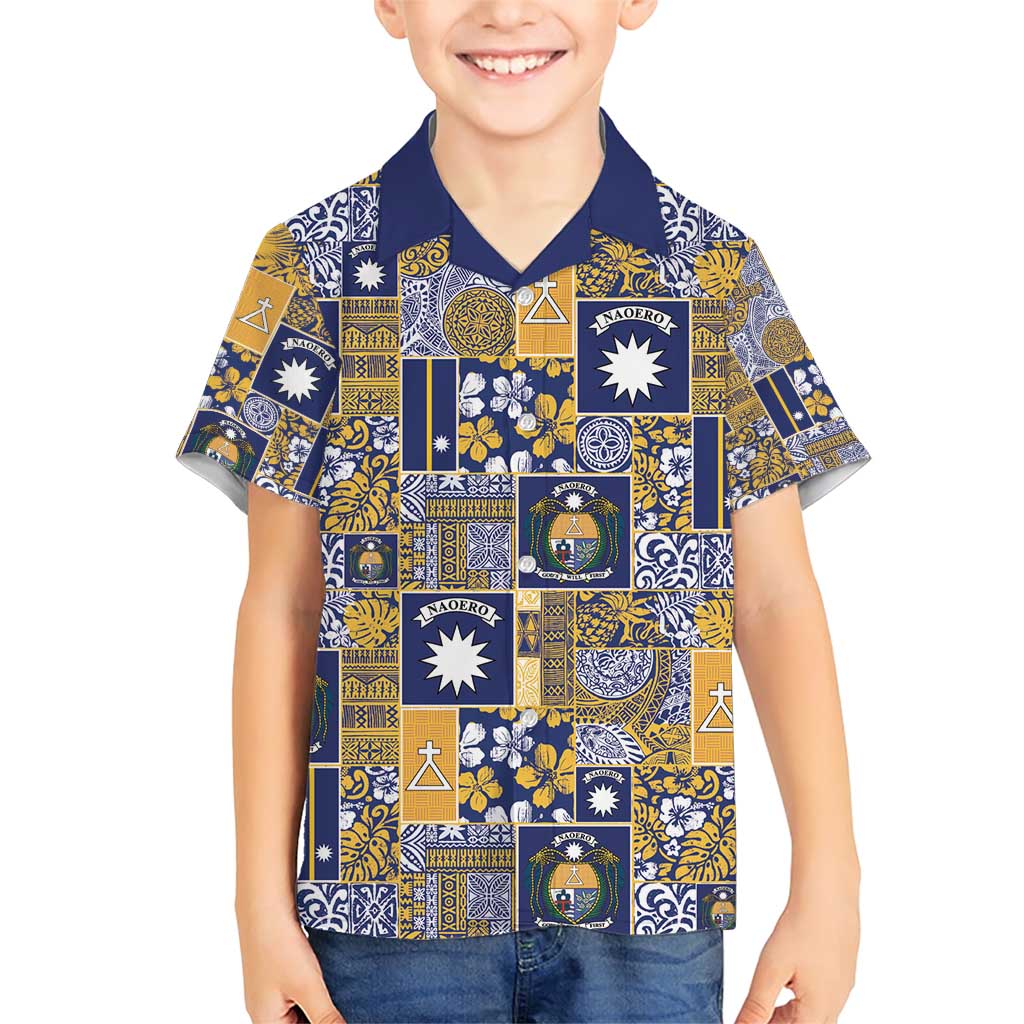 Ekamawir omo Nauru Family Matching Short Sleeve Bodycon Dress and Hawaiian Shirt Pacific Patchwork Xmas Vibes - Polynesian Pride