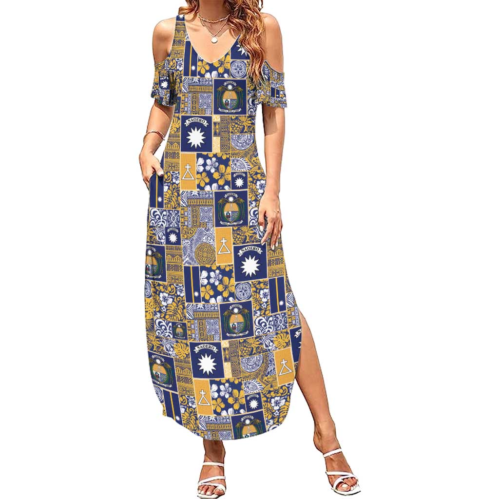 Ekamawir omo Nauru Family Matching Summer Maxi Dress and Hawaiian Shirt Pacific Patchwork Xmas Vibes - Polynesian Pride