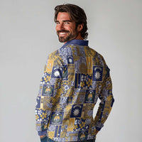 Ekamawir omo Nauru Long Sleeve Polo Shirt Pacific Patchwork Xmas Vibes - Polynesian Pride
