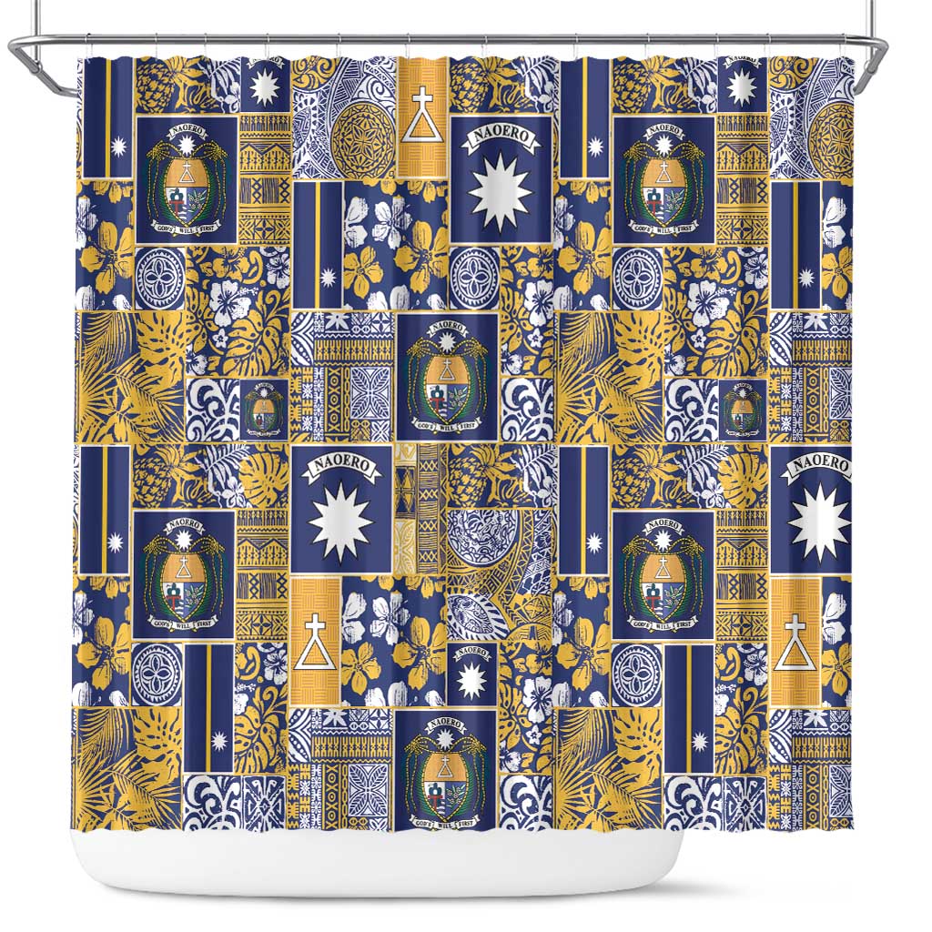 Ekamawir omo Nauru Shower Curtain Pacific Patchwork Xmas Vibes - Polynesian Pride