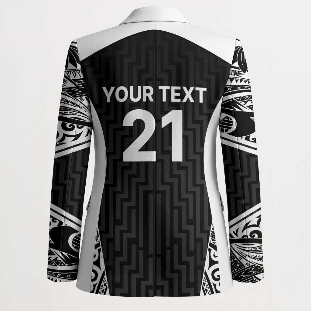 New Zealand Black Fern Custom Blazer Maori Tukutuku Black-white Motif LT9 - Polynesian Pride