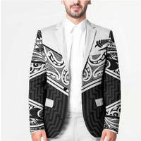 New Zealand Black Fern Custom Blazer Maori Tukutuku Black-white Motif LT9 - Polynesian Pride