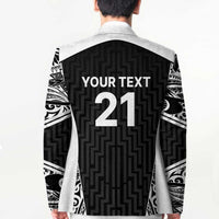 New Zealand Black Fern Custom Blazer Maori Tukutuku Black-white Motif LT9 - Polynesian Pride