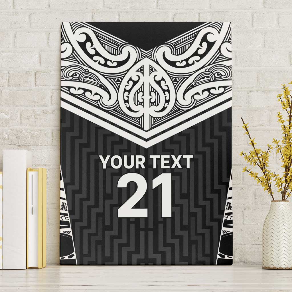 New Zealand Black Fern Custom Canvas Wall Art Maori Tukutuku Black-white Motif