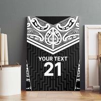 New Zealand Black Fern Custom Canvas Wall Art Maori Tukutuku Black-white Motif
