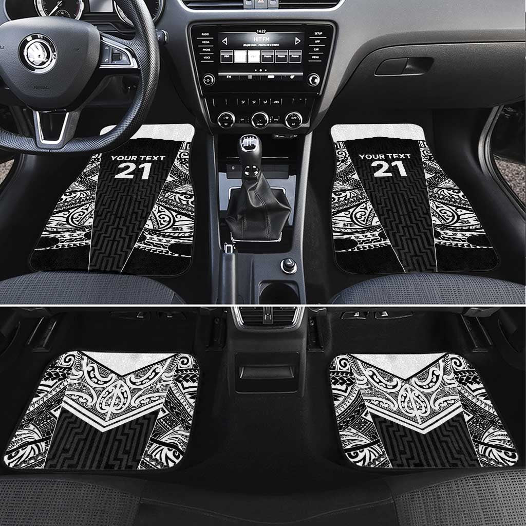 New Zealand Black Fern Custom Car Mats Maori Tukutuku Black-white Motif