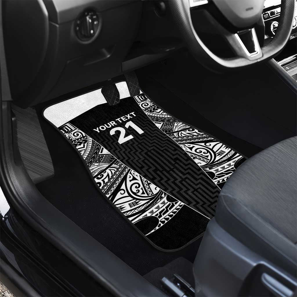 New Zealand Black Fern Custom Car Mats Maori Tukutuku Black-white Motif