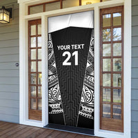 New Zealand Black Fern Custom Door Cover Maori Tukutuku Black-white Motif - Polynesian Pride