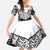 New Zealand Black Fern Custom Family Matching Off The Shoulder Long Sleeve Dress and Hawaiian Shirt Maori Tukutuku Black-white Motif