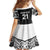 New Zealand Black Fern Custom Family Matching Off The Shoulder Long Sleeve Dress and Hawaiian Shirt Maori Tukutuku Black-white Motif