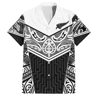 New Zealand Black Fern Custom Family Matching Off The Shoulder Long Sleeve Dress and Hawaiian Shirt Maori Tukutuku Black-white Motif