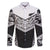New Zealand Black Fern Custom Family Matching Off The Shoulder Long Sleeve Dress and Hawaiian Shirt Maori Tukutuku Black-white Motif