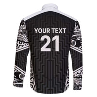 New Zealand Black Fern Custom Family Matching Summer Maxi Dress and Hawaiian Shirt Maori Tukutuku Black-white Motif