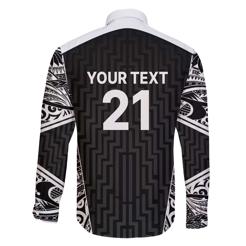 New Zealand Black Fern Custom Family Matching Tank Maxi Dress and Hawaiian Shirt Maori Tukutuku Black-white Motif