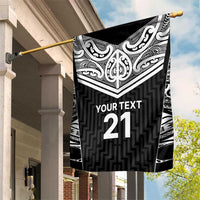 New Zealand Black Fern Custom Garden Flag Maori Tukutuku Black-white Motif