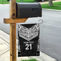 New Zealand Black Fern Custom Garden Flag Maori Tukutuku Black-white Motif