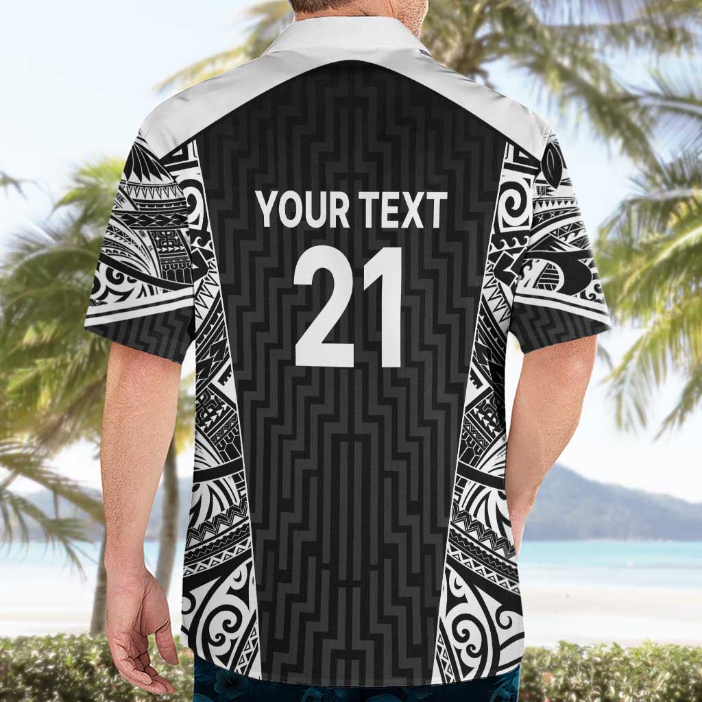 New Zealand Black Fern Custom Hawaiian Shirt Maori Tukutuku Black-white Motif