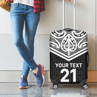 New Zealand Black Fern Custom Luggage Cover Maori Tukutuku Black-white Motif