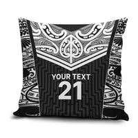 New Zealand Black Fern Custom Pillow Cover Maori Tukutuku Black-white Motif LT9 White - Polynesian Pride