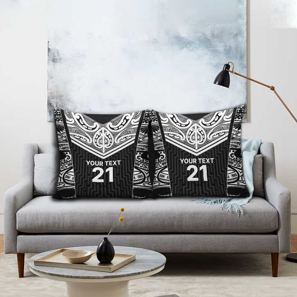New Zealand Black Fern Custom Pillow Cover Maori Tukutuku Black-white Motif LT9 - Polynesian Pride