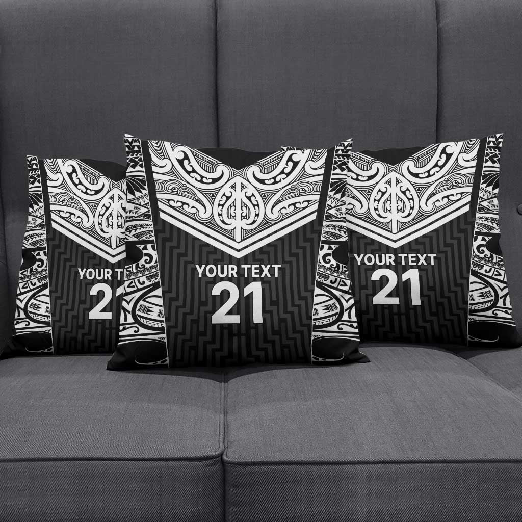 New Zealand Black Fern Custom Pillow Cover Maori Tukutuku Black-white Motif LT9 - Polynesian Pride