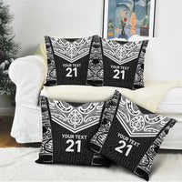 New Zealand Black Fern Custom Pillow Cover Maori Tukutuku Black-white Motif LT9 - Polynesian Pride