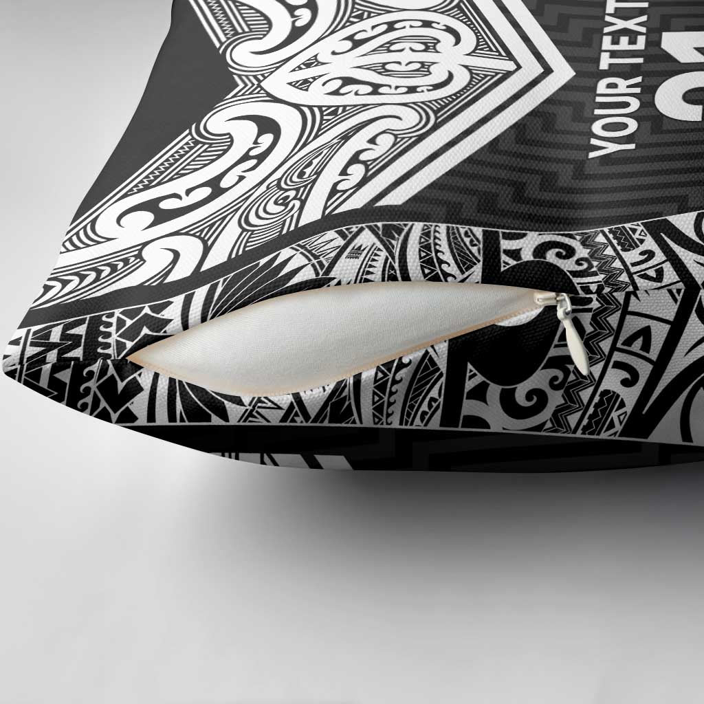 New Zealand Black Fern Custom Pillow Cover Maori Tukutuku Black-white Motif LT9 - Polynesian Pride
