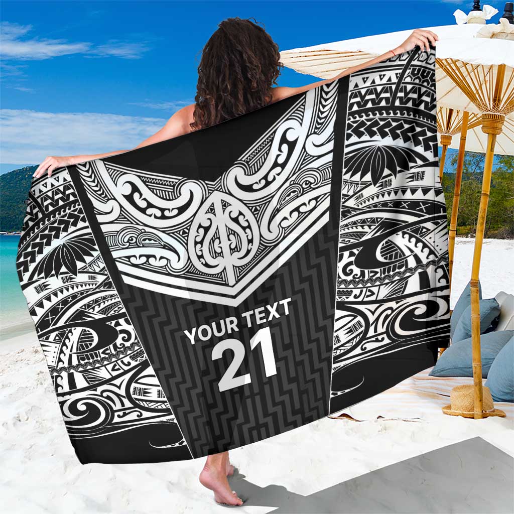 New Zealand Black Fern Custom Sarong Maori Tukutuku Black-white Motif
