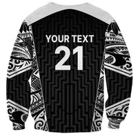New Zealand Black Fern Custom Sweatshirt Maori Tukutuku Black-white Motif
