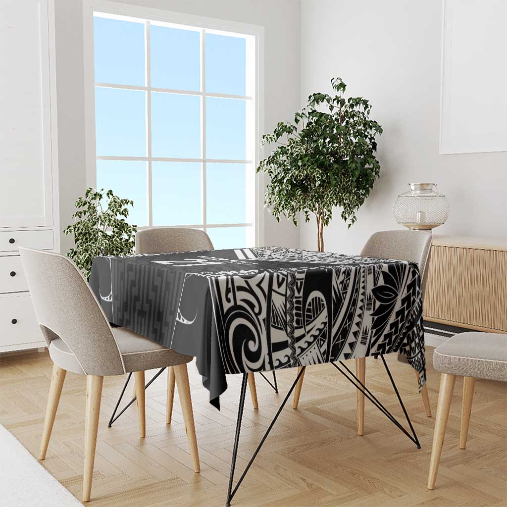 New Zealand Black Fern Custom Tablecloth Maori Tukutuku Black-white Motif