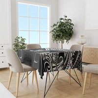 New Zealand Black Fern Custom Tablecloth Maori Tukutuku Black-white Motif