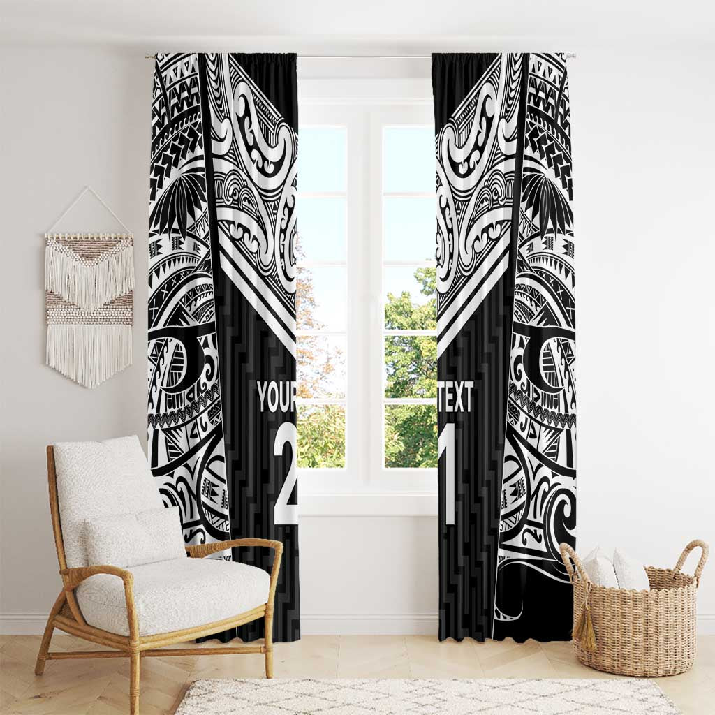 New Zealand Black Fern Custom Window Curtain Maori Tukutuku Black-white Motif