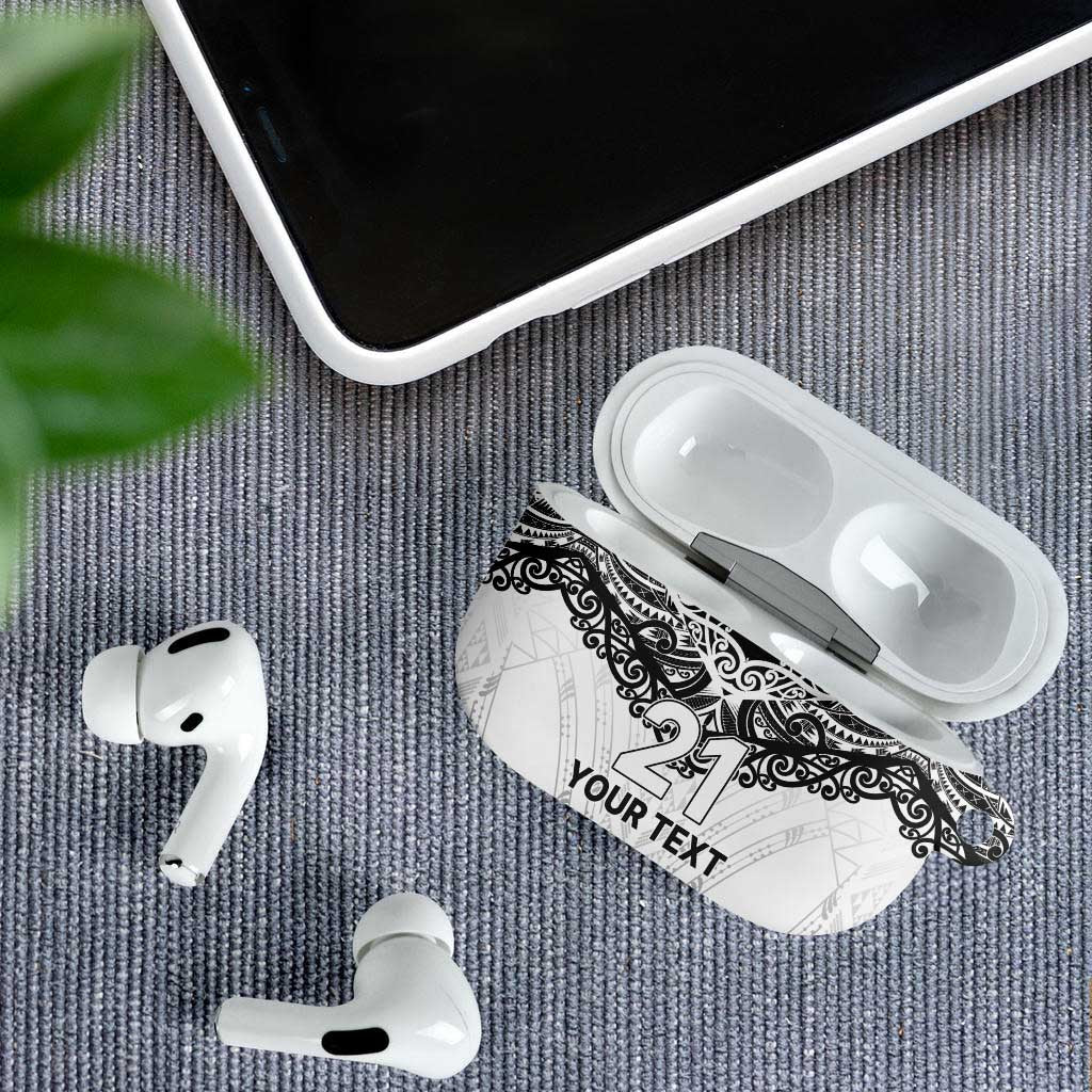 New Zealand Koru Fern Custom AirPods Case Simple Taniko Motif - Polynesian Pride