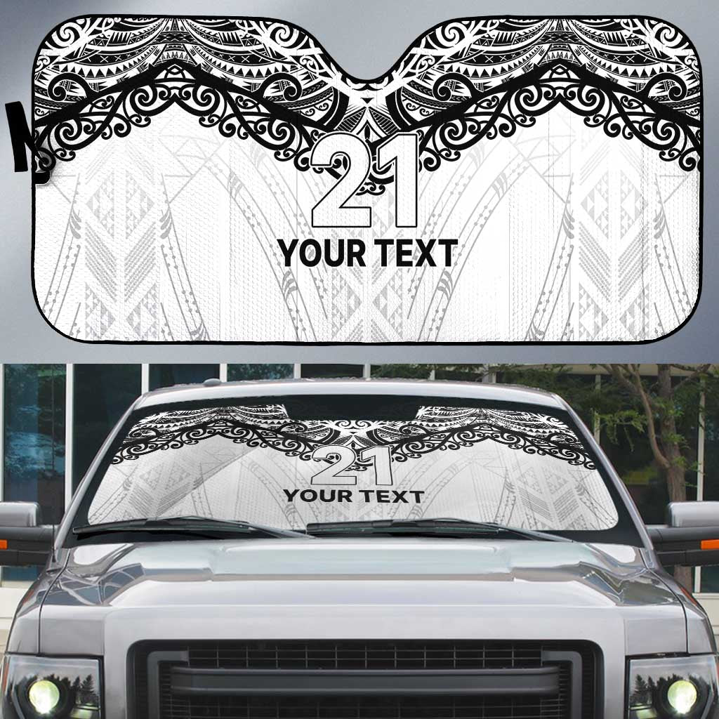 New Zealand Koru Fern Custom Auto Sun Shade Simple Taniko Motif - Polynesian Pride