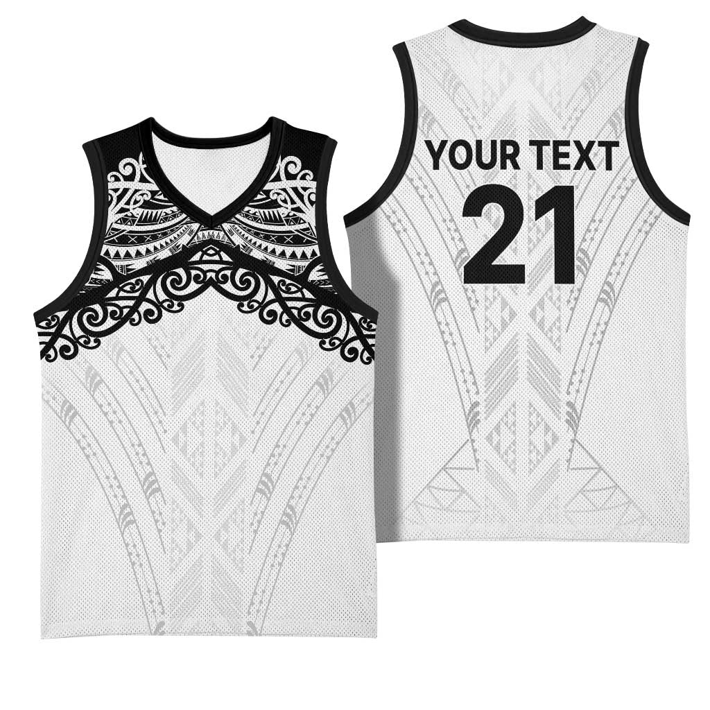 New Zealand Koru Fern Custom Basketball Jersey Simple Taniko Motif - Polynesian Pride