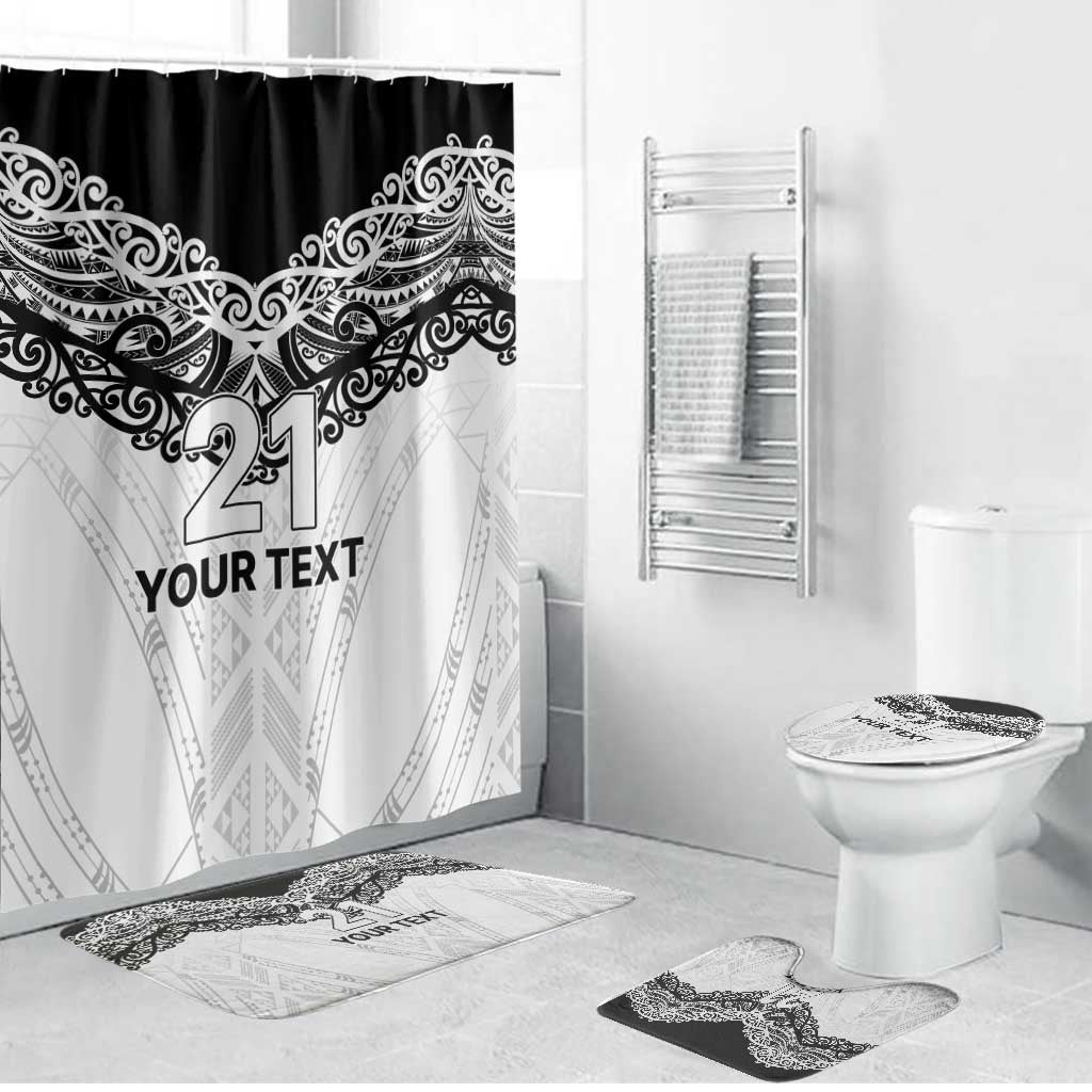 New Zealand Koru Fern Custom Bathroom Set Simple Taniko Motif - Polynesian Pride