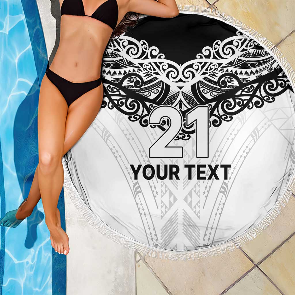 New Zealand Koru Fern Custom Beach Blanket Simple Taniko Motif