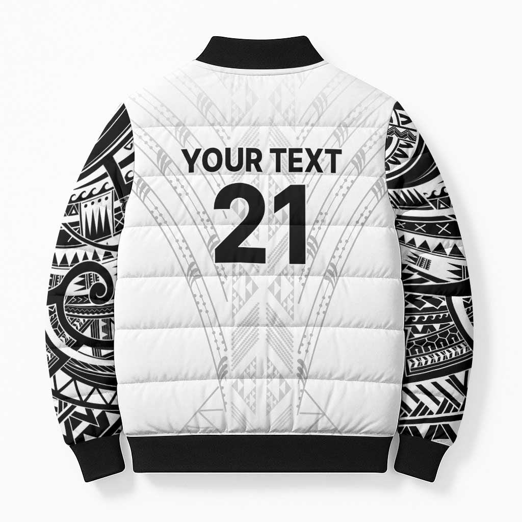 New Zealand Koru Fern Custom Bomber Puffer Jacket Simple Taniko Motif - Polynesian Pride