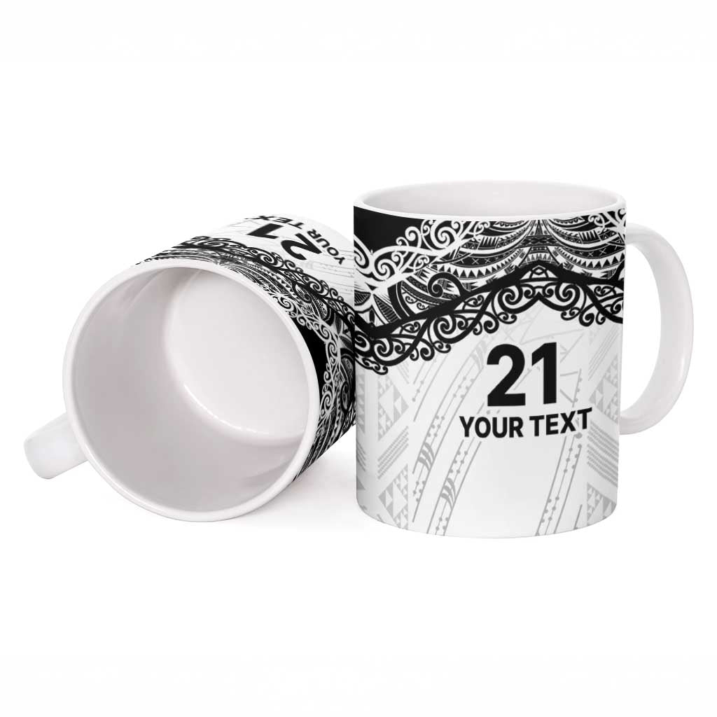 New Zealand Koru Fern Custom Ceramic Mug Simple Taniko Motif - Polynesian Pride