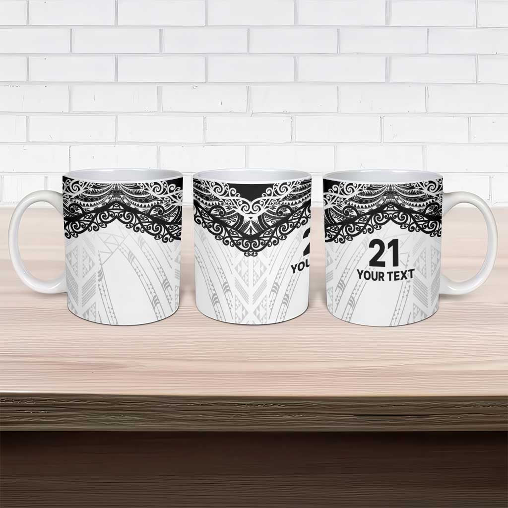 New Zealand Koru Fern Custom Ceramic Mug Simple Taniko Motif - Polynesian Pride