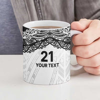 New Zealand Koru Fern Custom Ceramic Mug Simple Taniko Motif - Polynesian Pride