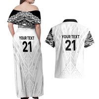 New Zealand Koru Fern Custom Couples Matching Off Shoulder Maxi Dress and Hawaiian Shirt Simple Taniko Motif