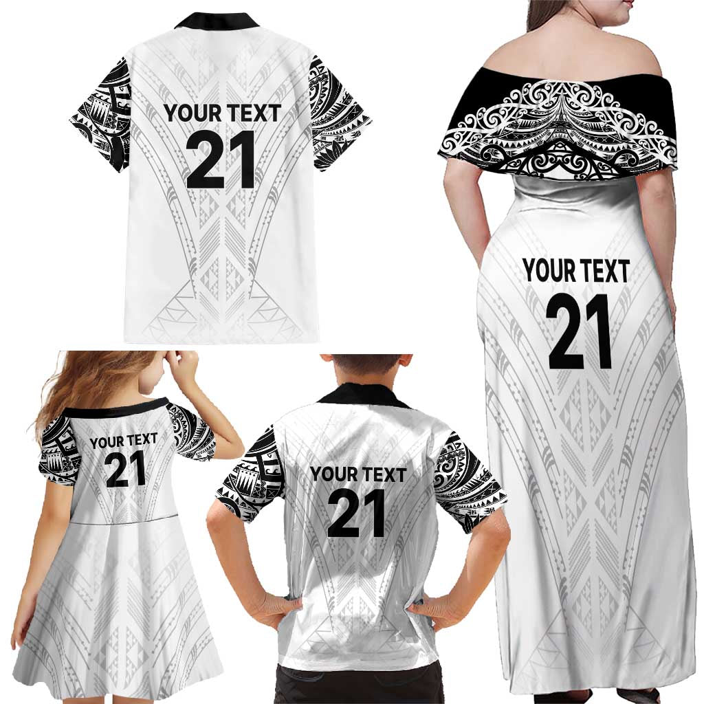 New Zealand Koru Fern Custom Family Matching Off Shoulder Maxi Dress and Hawaiian Shirt Simple Taniko Motif