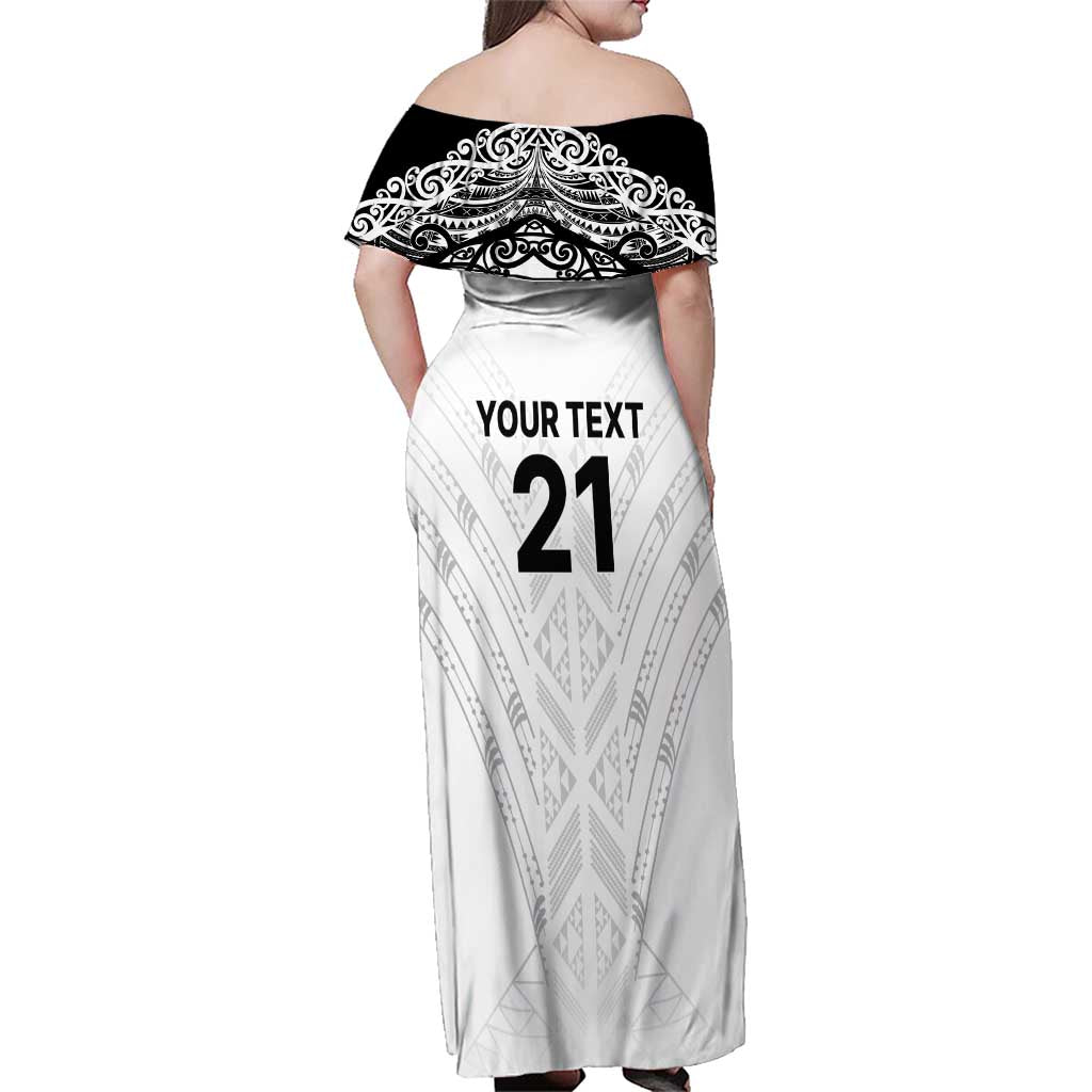 New Zealand Koru Fern Custom Family Matching Off Shoulder Maxi Dress and Hawaiian Shirt Simple Taniko Motif