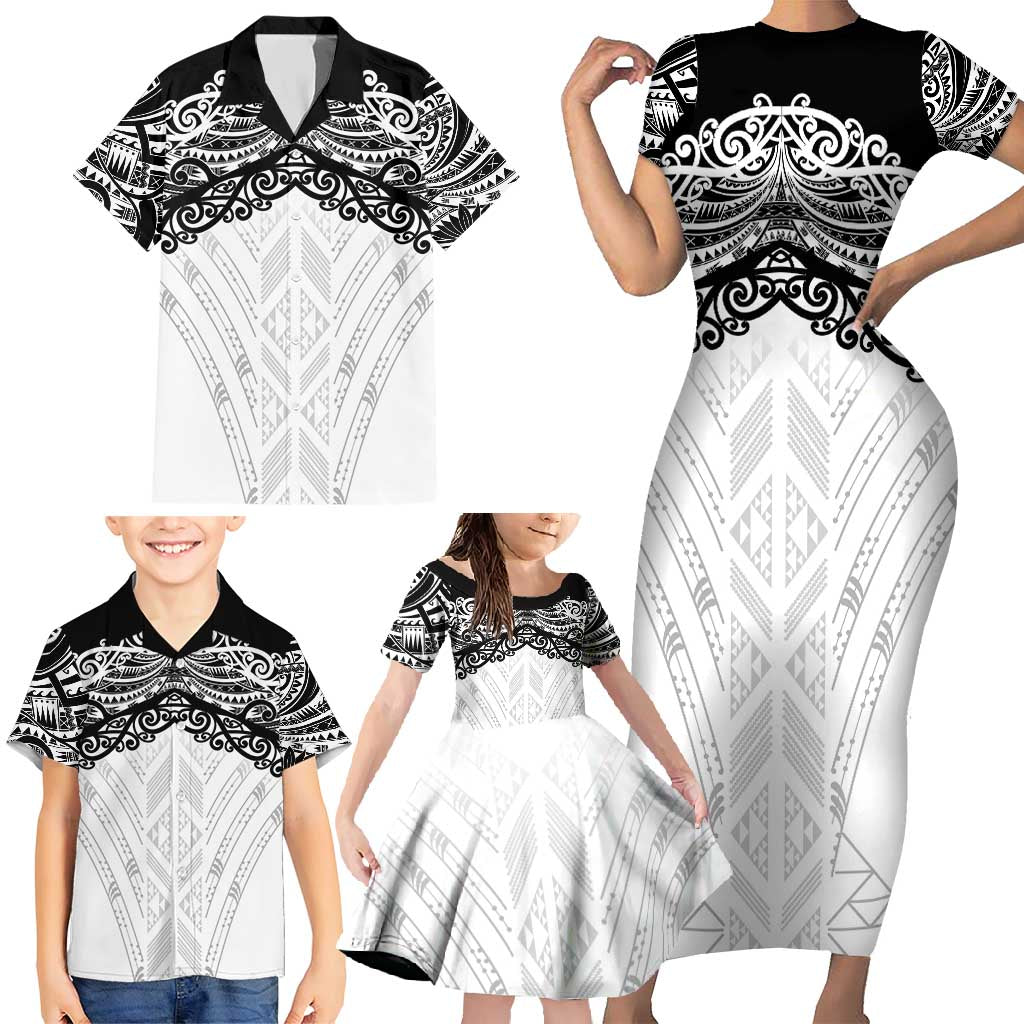 New Zealand Koru Fern Custom Family Matching Short Sleeve Bodycon Dress and Hawaiian Shirt Simple Taniko Motif