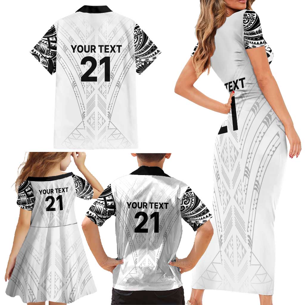 New Zealand Koru Fern Custom Family Matching Short Sleeve Bodycon Dress and Hawaiian Shirt Simple Taniko Motif