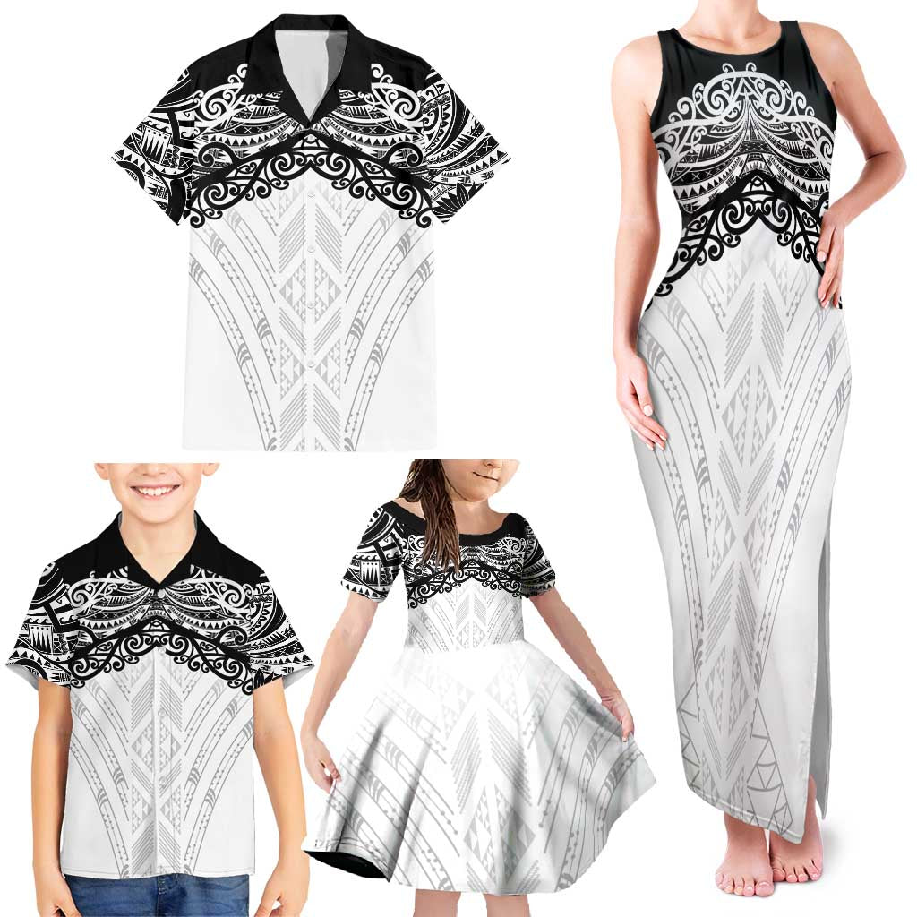 New Zealand Koru Fern Custom Family Matching Tank Maxi Dress and Hawaiian Shirt Simple Taniko Motif